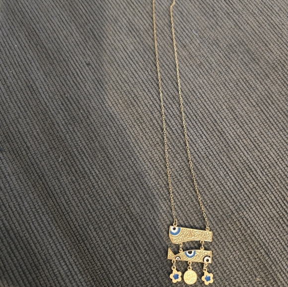 Stainless Steel Gold Evil Eye Pendant Necklace - Picture 7 of 9